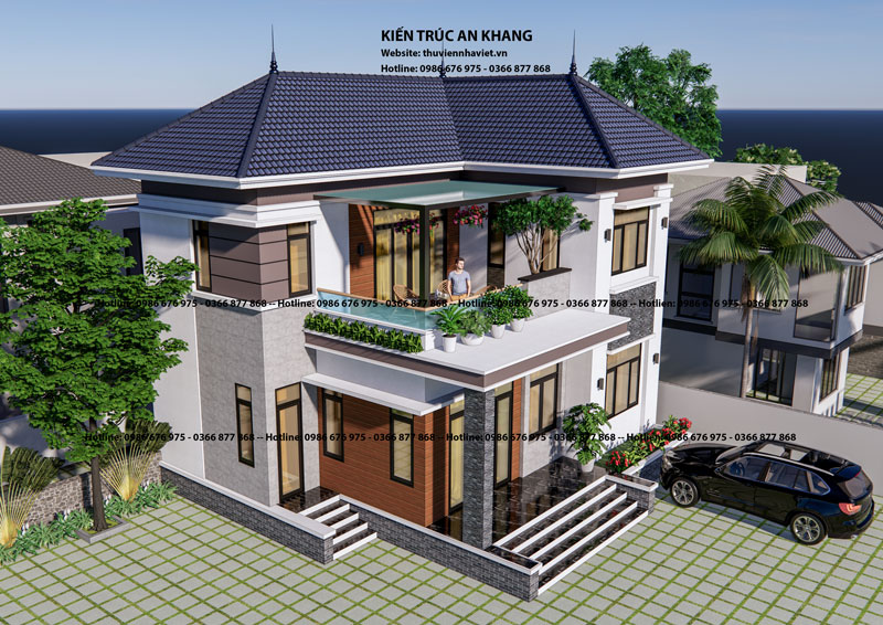 Biệt thự 2 tầng mái Nhật ta Hưng Yên 2