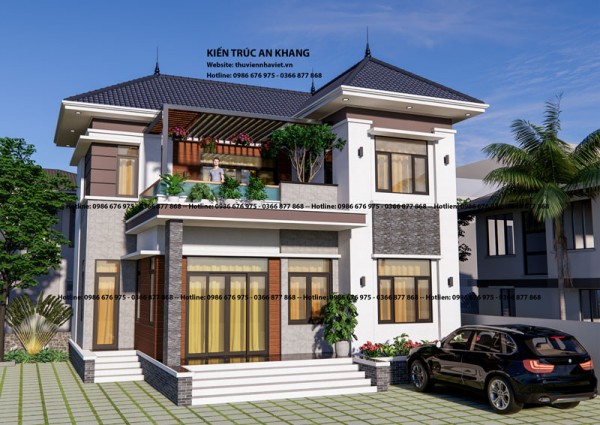 BIỆT THỰ 2 TẦNG MÁI NHẬT TẠI HƯNG YÊN