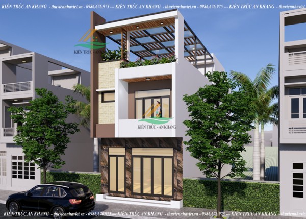 Mãu Thiet Kế Nhà Phố Đẹp Mặt Tiền 5,8x20m Tại Mỹ Đức Thành Phố Hà Nội