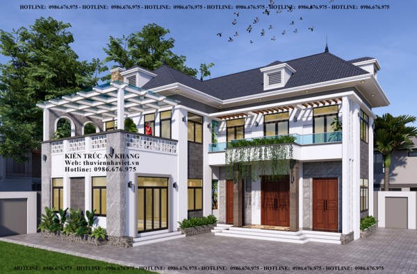 Mẫu Nhà Biệt Thự Mái Nhật 2 Tầng Đẹp Tại Phú Thọ