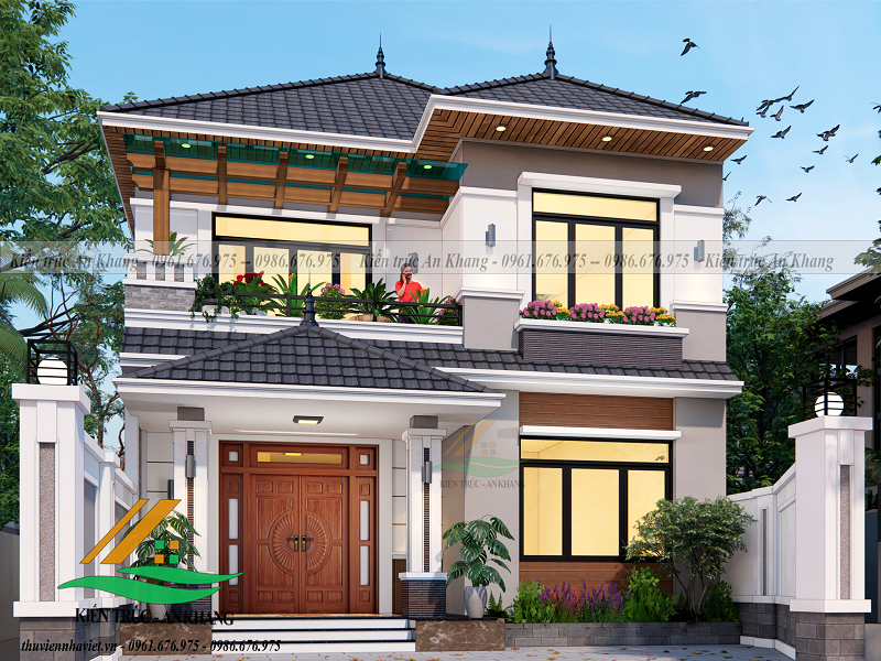 HÉ LỘ VẺ ĐẸP MẪU NHÀ BIỆT THỰ HIỆN ĐẠI 2 TẦNG MÁI THÁI TẠI THANH OAI - TP HÀ NỘI