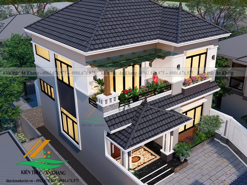 HÉ LỘ VẺ ĐẸP MẪU NHÀ BIỆT THỰ HIỆN ĐẠI 2 TẦNG MÁI THÁI TẠI THANH OAI - TP HÀ NỘI