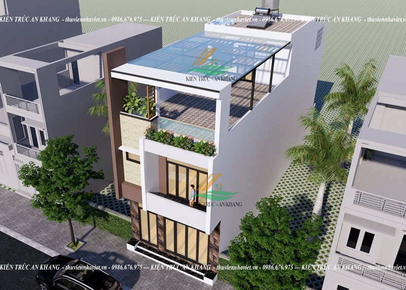 Mãu Thiet Kế Nhà Phố Đẹp Mặt Tiền 5,8x20m Tại Mỹ Đức Thành Phố Hà Nội